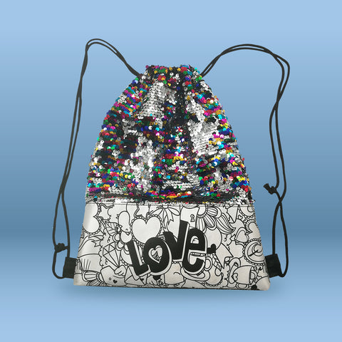 Love Glitter Drawstring Bag-Kids Land